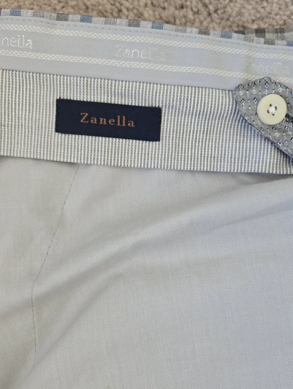 Zanella Platinum Plaid Parker 100% Wool Dress Pants Mens Size 38 Made‎ in Italy